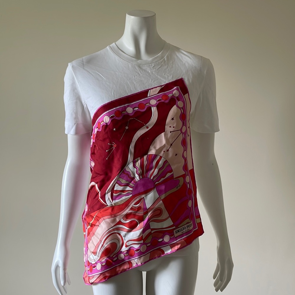 Emilio Pucci red and pink scarf tee size M (runs small)
